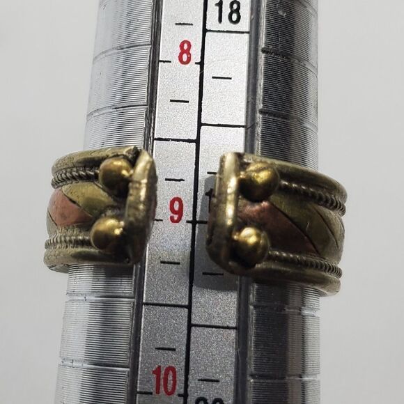 Brutalist Gold Tone & Bronze Tone Tigereye Ring - Picture 6 of 6